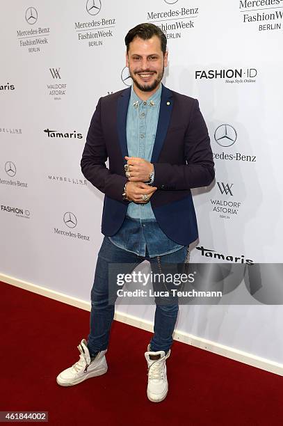 Manuel Cortez attends the Riani show during the Mercedes-Benz Fashion Week Berlin Autumn/Winter 2015/16 at Brandenburg Gate on January 20, 2015 in...