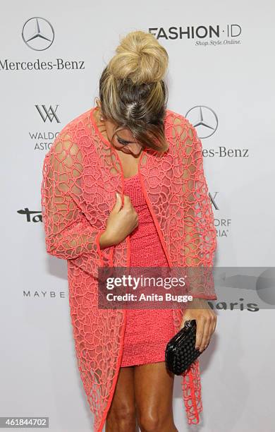 Sylvie Meis attends the Marc Cain show during the Mercedes-Benz Fashion Week Berlin Autumn/Winter 2015/16 at Brandenburg Gate on January 20, 2015 in...