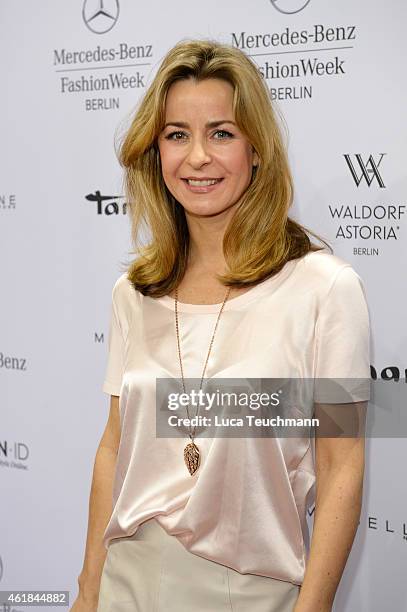 Bettina Cramer attends the Riani show during the Mercedes-Benz Fashion Week Berlin Autumn/Winter 2015/16 at Brandenburg Gate on January 20, 2015 in...