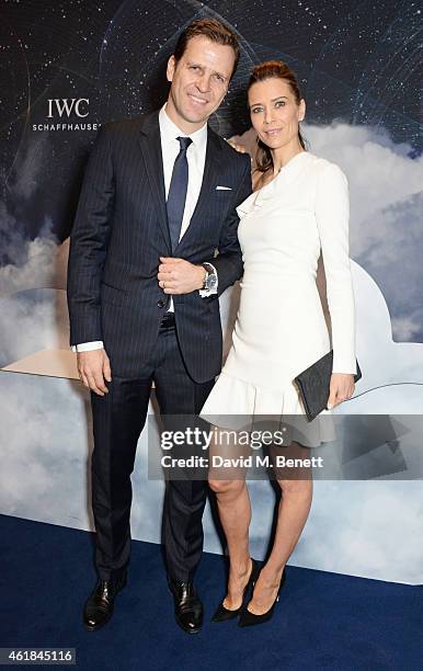 Oliver Bierhoff and Klara Szalantzy attend the IWC "Journey To The Stars" Gala Dinner during the Salon International de la Haute Horlogerie 2015 on...