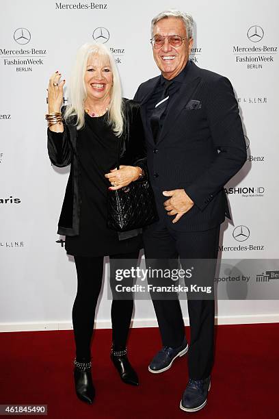 Helmut Schlotterer and Ute Schlotterer attend the Marc Cain show during the Mercedes-Benz Fashion Week Berlin Autumn/Winter 2015/16 at Brandenburg...