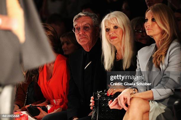 Helmut Schlotterer, Ute Schlotterer and Frauke Ludowig attend the Marc Cain show during the Mercedes-Benz Fashion Week Berlin Autumn/Winter 2015/16...