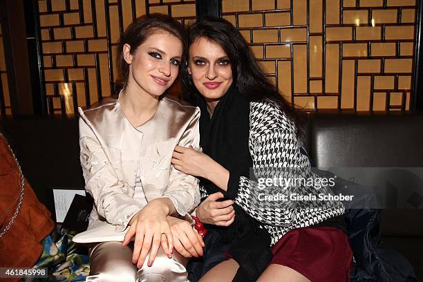 Tali Lennox and model Erjona Ala during the Marc Cain Dinner at Sra Bua Bar on January 20, 2015 in Berlin, Germany.