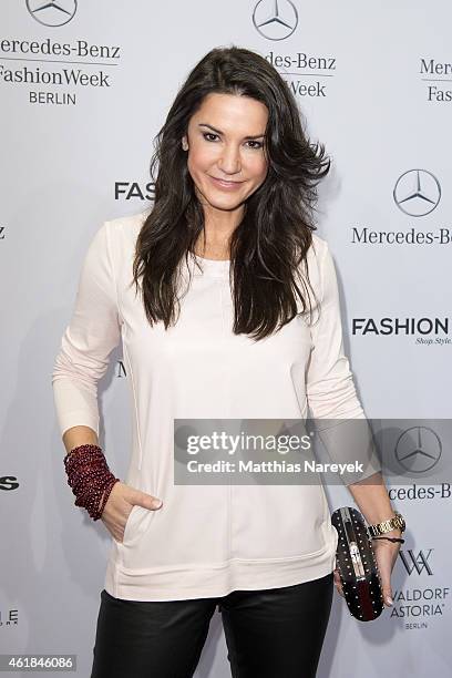 Mariella Ahrens attends the Riani show during the Mercedes-Benz Fashion Week Berlin Autumn/Winter 2015/16 at Brandenburg Gate on January 20, 2015 in...