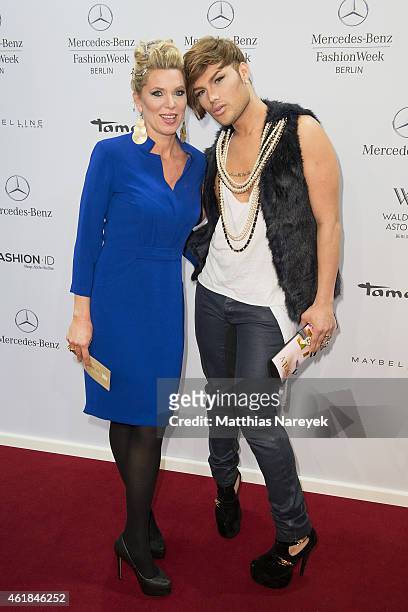 Princess Maja Synke of Hohenzollern and guest attend the Riani show during the Mercedes-Benz Fashion Week Berlin Autumn/Winter 2015/16 at Brandenburg...
