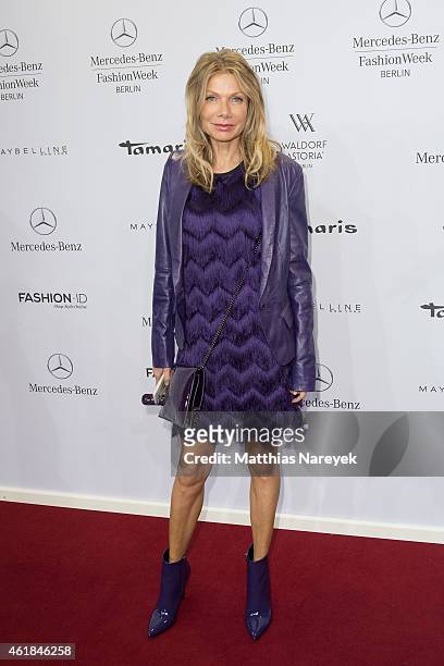 Ursula Karven attends the Riani show during the Mercedes-Benz Fashion Week Berlin Autumn/Winter 2015/16 at Brandenburg Gate on January 20, 2015 in...