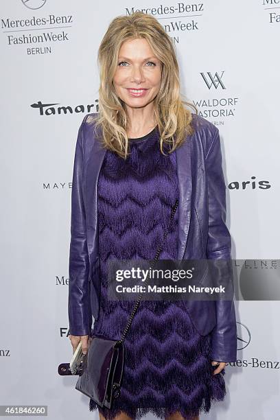 Ursula Karven attends the Riani show during the Mercedes-Benz Fashion Week Berlin Autumn/Winter 2015/16 at Brandenburg Gate on January 20, 2015 in...