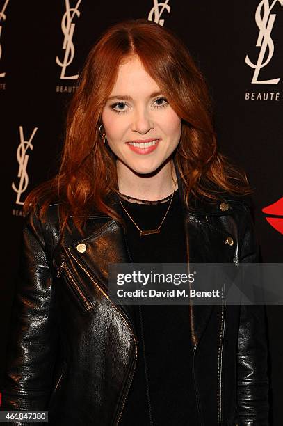 Angela Scanlon attends the YSL Beaute Makeup Celebration 'YSL Loves Your Lips' in the presence of Cara Delevingne at The Boiler House,The Old Truman...