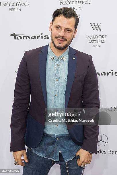 Manuel Cortez attends the Riani show during the Mercedes-Benz Fashion Week Berlin Autumn/Winter 2015/16 at Brandenburg Gate on January 20, 2015 in...