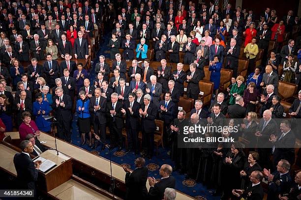 President Barack Obama delivers his State of the Union address in the House chamber in the U.S. Capitol on Tuesday, Jan. 20, 2015.