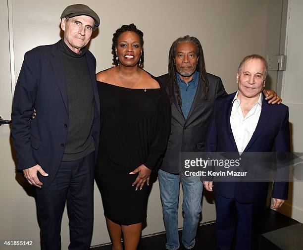 James Taylor, Dianne Reeves, Bobby McFerrin and Paul Simon attend the "Nearness of You" Concert to Benefit Cancer Research at Frederick P. Rose Hall,...