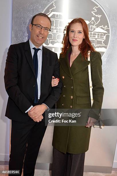 La Prairie CEO Laurent Leblond and actress Audrey Fleurot attend 'La Prairie' Shop Opening Party at La Prairie Saint Honore on January 20, 2014 in...