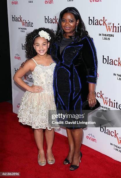 Actresses Jillian Estell and Octavia Spencer attend the premiere of Relativity Media's "Black or White" at Regal Cinemas L.A. Live on January 20,...