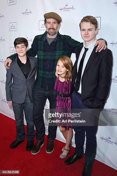 Actor Jaren Lewinson, Actor Jason Lee, Actress Maggie Elizabeth, and Actor Connor Paton arrive at Hallmark Hall Of Fame's "Away & Back" Exclusive...