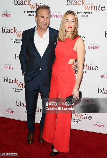 Kevin Costner and Lily Costner attend the Los Angeles premiere of "Black or White" held at Regal Cinemas on January 20, 2015 in Los Angeles,...