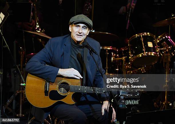 James Taylor performs onstage during The Nearness Of You Benefit Concert at Frederick P. Rose Hall, Jazz at Lincoln Center on January 20, 2015 in New...