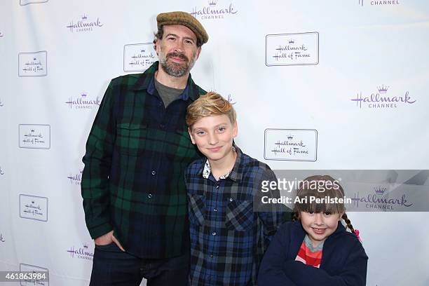 Actor Jason Lee and children, Pilot Inspektor Lee and Casper Lee arrive at Hallmark Hall Of Fame's "Away & Back" Exclusive Premiere Event at iPic...