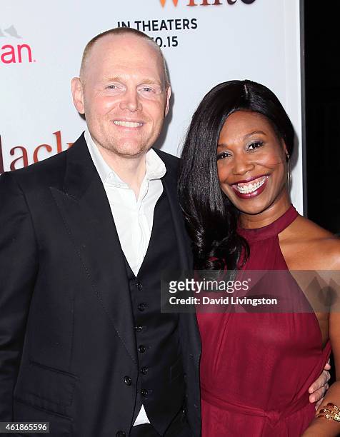 Actor Bill Burr and wife Nia Renee Hill attend the premiere of Relativity Media's "Black or White" at Regal Cinemas L.A. Live on January 20, 2015 in...