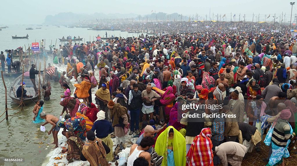 Devotees gathered at the  bank of Sangam to take holydip on...