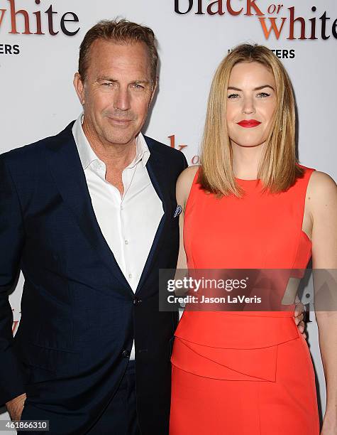 Actor Kevin Costner and actress Lily Costner attend the premiere of "Black or White" at Regal Cinemas L.A. Live on January 20, 2015 in Los Angeles,...