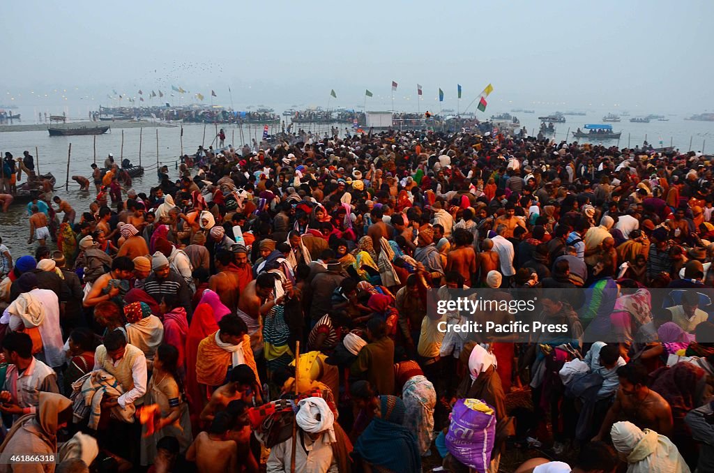 Devotees gathered at the  bank of Sangam to take holydip on...