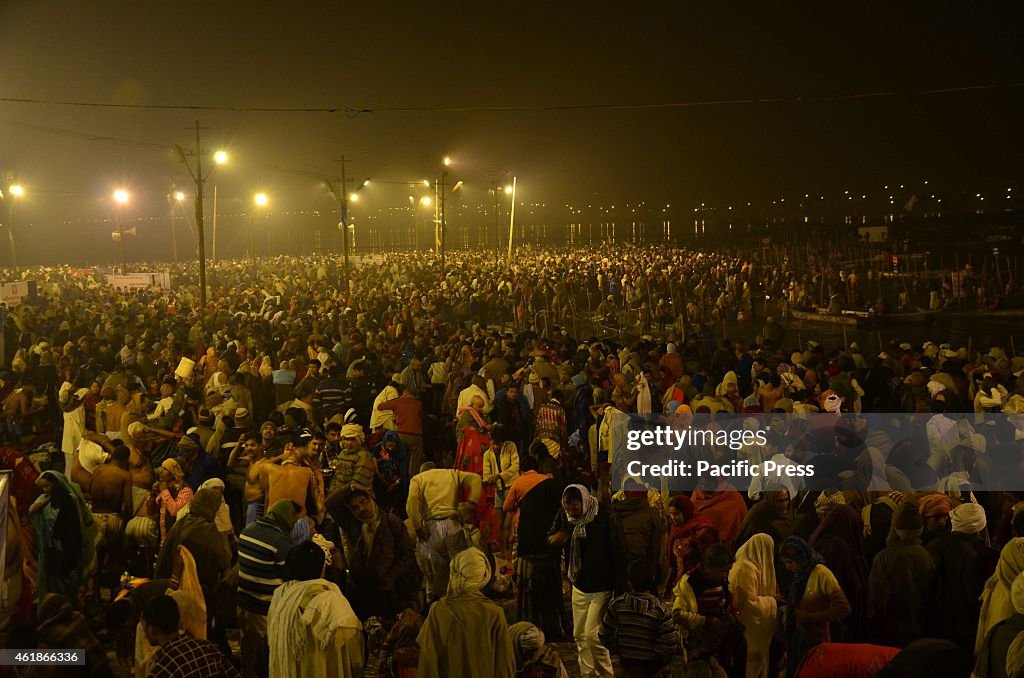 Devotees gathered at the  bank of Sangam to take holydip on...