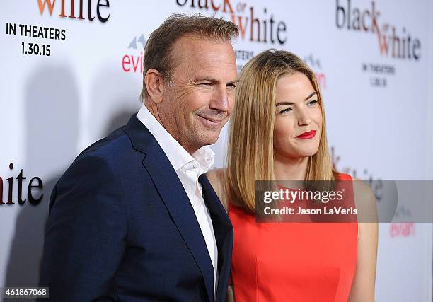 Actor Kevin Costner and actress Lily Costner attend the premiere of "Black or White" at Regal Cinemas L.A. Live on January 20, 2015 in Los Angeles,...