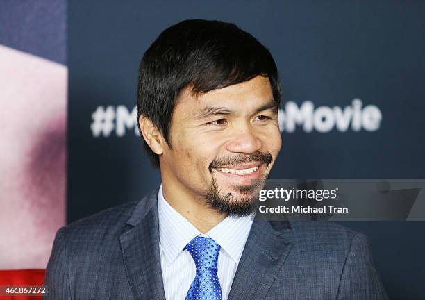 Manny Pacquiao arrives at the Los Angeles premiere of "Manny" held at TCL Chinese Theatre on January 20, 2015 in Hollywood, California.