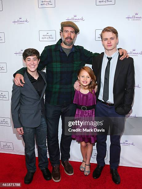 Jason Lee, Jaren Lewison, Maggie Elizabeth and Connor Paton attend the Hallmark Hall Of Fame presents the premiere of Hallmark Channel's "Away &...