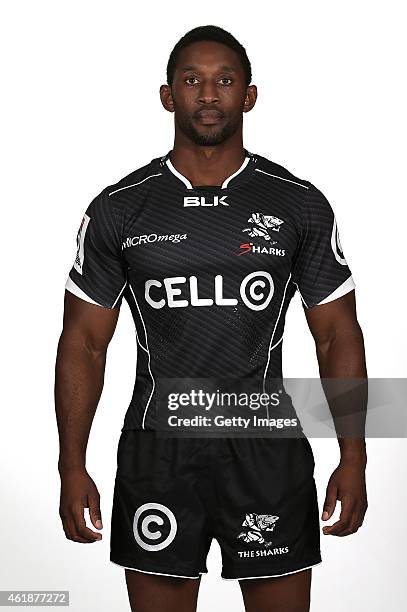 Tonderai Chavhanga of the Natal Sharks poses during a Sharks Super Rugby headshots session on January 20, 2015 in Durban, South Africa.