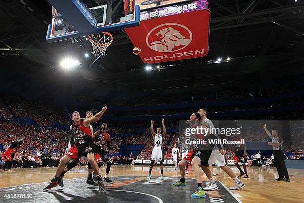 Stephen Dennis of United takes a free throw during the round 15 NBL match between the Perth Wildcats and Melbourne United at Perth Arena on January...