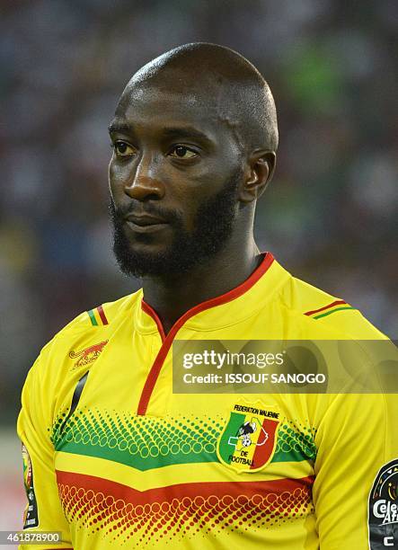 Mali's forward Mustapha Yatabare poses ahead of the 2015 African Cup of Nations group D football match between Mali and Cameroon in Malabo on January...