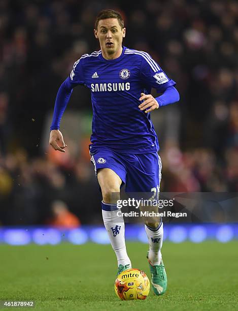 Nemanja Matic of Chelsea in action during the Capital One Cup Semi-Final first leg match between Liverpool and Chelsea at Anfield on January 20, 2015...