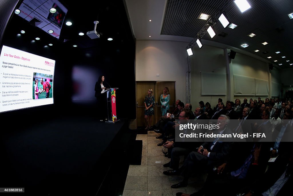 Sao Paulo Media Briefing for Forthcoming FIFA Women's World Cup 2015 In Canada