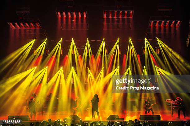 American progressive rock group Trans-Siberian Orchestra performing live on stage at the Hammersmith Apollo in London, on January 11, 2014.
