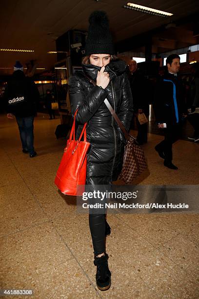 Brooke Vincent seen arriving at Euston Station ahead of the National Television Awards on January 21, 2015 in London, England.