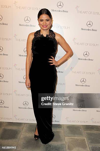 Actress Melonie Diaz arrives at The Art of Elysium's 7th Annual HEAVEN Gala presented by Mercedes-Benz at Skirball Cultural Center on January 11,...