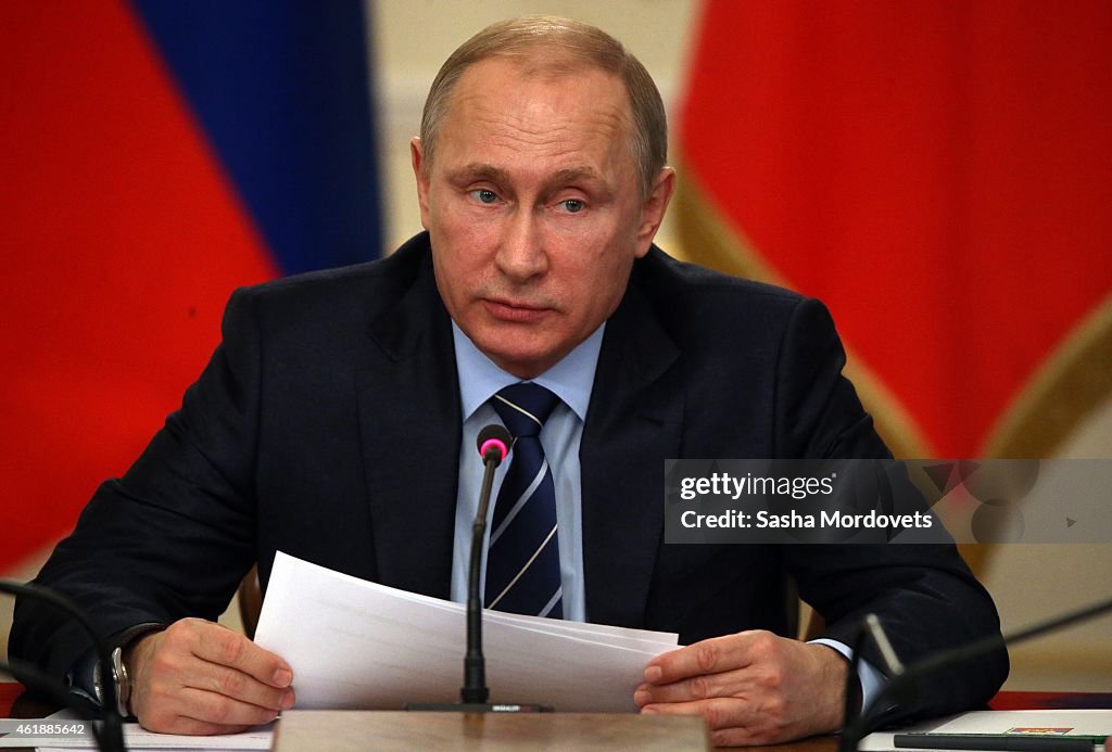 Russian President Vladimir Putin Attends A Meeting With Ministers Of The Russian Government