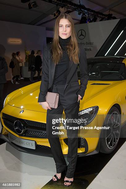 Dree Hemingway attends the Paper London presented by Mercedes-Benz and Elle show during the Mercedes-Benz Fashion Week Berlin Autumn/Winter 2015/16...