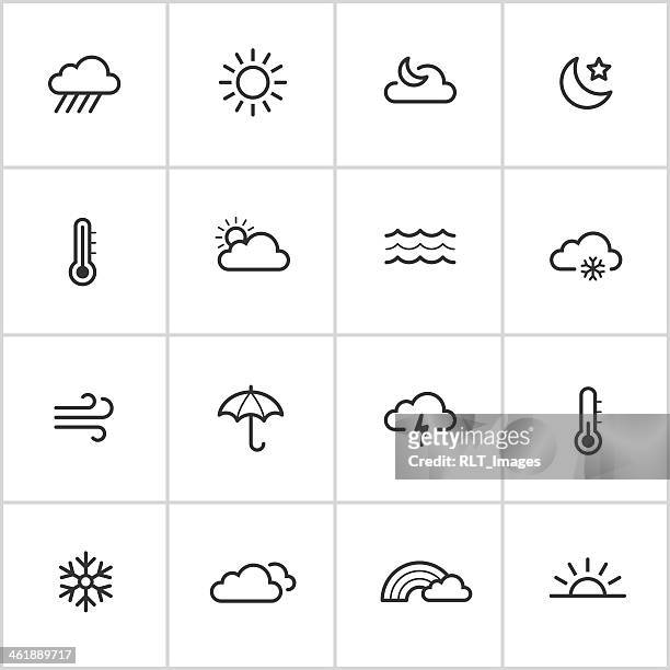 illustrazioni stock, clip art, cartoni animati e icone di tendenza di icone meteo — serie di inchiostro - tempo atmosferico