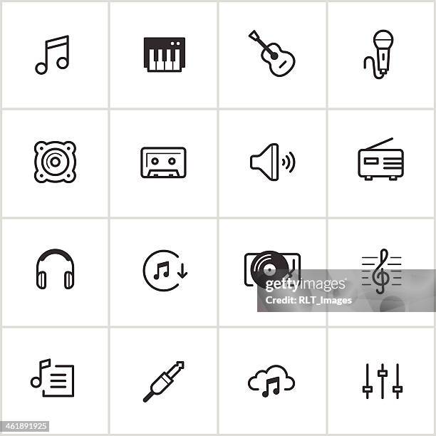 ilustrações de stock, clip art, desenhos animados e ícones de ícones da música inky série — - música acústica