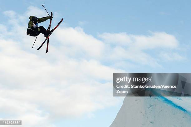 Fabian Boesch of Switzerland takes 1st place during the FIS Freestyle Ski World Championships Men's and Women's Slopestyle on January 21, 2015 in...