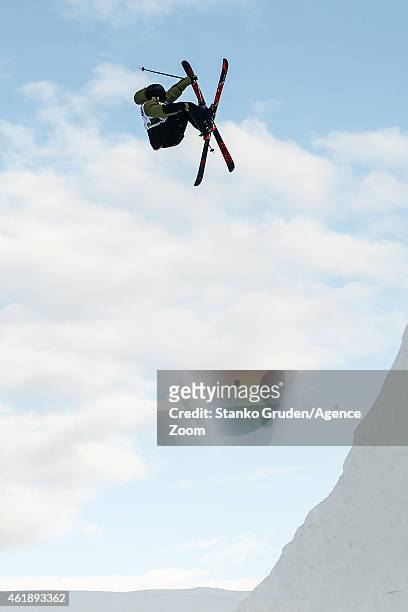 Fabian Boesch of Switzerland takes 1st place during the FIS Freestyle Ski World Championships Men's and Women's Slopestyle on January 21, 2015 in...