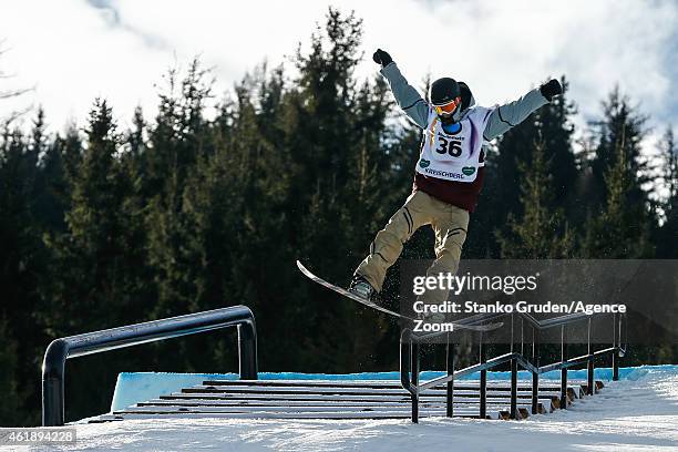 Ryan Stassel of the USA takes 1st place during the FIS Snowboard World Championships Men's and Women's Slopestyle on January 21, 2015 in Kreischberg,...