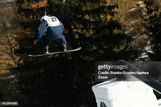 Miyabi Onitsuka of Japan takes 1st place during the FIS Snowboard World Championships Men's and Women's Slopestyle on January 21, 2015 in...