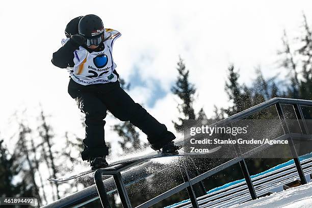 Jenna Blasman of Canada during the FIS Snowboard World Championships Men's and Women's Slopestyle on January 21, 2015 in Kreischberg, Austria.