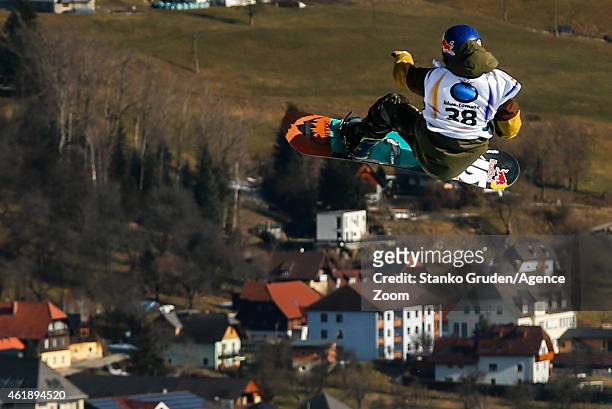 Roope Tonteri of Finland takes 2nd place during the FIS Snowboard World Championships Men's and Women's Slopestyle on January 21, 2015 in...