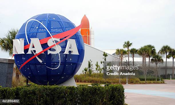 Logo of NASA is seen at the Kennedy Space Center in Cape Canaveral Air Force Station in Florida, United States on January 21, 2015.