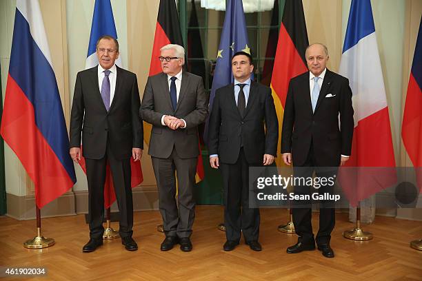 Russian Foreign Minister Sergey Lavrov, German Foreign Minister Frank-Walter Steinmeier, Ukrainian Foreign Minister Pavlo Klimkin and French Foreign...