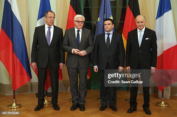 Russian Foreign Minister Sergey Lavrov, German Foreign Minister Frank-Walter Steinmeier, Ukrainian Foreign Minister Pavlo Klimkin and French Foreign...